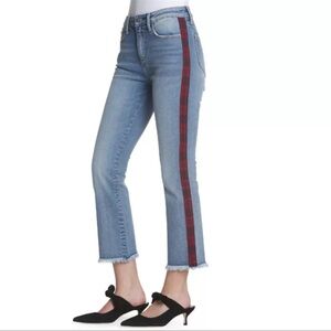 Driftwood Anthropologie Colette‎ Jeans Roxy Crop w/Plaid Track & Raw Hems 28